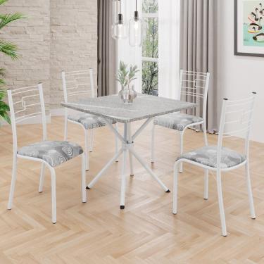 Imagem de Conjunto Sala De Jantar Mesa Quadrada 70x70cm Tampo Granito Topázio 4 Cadeiras Paraty Paraopeba - Branco