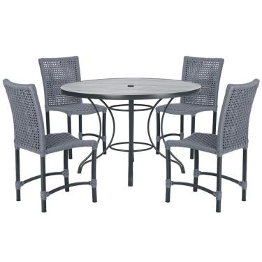 Imagem de Mesa Ascoli Com 4 Cadeiras Cannes De Alumínio Trama Prata