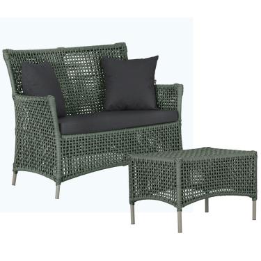 Imagem de 1 Sofá E Mesa Centro Igapó Alumínio Corda Náutica E11 Trama Verde
