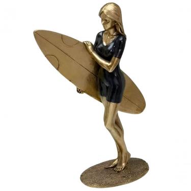 Imagem de Escultura Decorativa Surfista Prancha Resina Estatueta 24cm