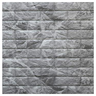 Imagem de Papel De Parede Painel 3d Tijolo Cinza Auto Adesivo 77x70cm Revestimento Espuma Autocolante
