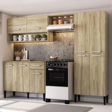 Imagem de Cozinha Compacta Arizona Classic Com Armário E Balcão Carraro - Carvalho