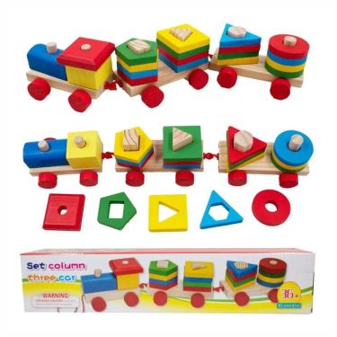 Imagem de Trenzinho Didático Pedagógico De Madeira Column Three Car