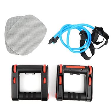 Imagem de Rolamento de fitness de exercícios de exercícios abdominal Push up Muscle Integrated Mudo Antiskídeo com Pull Strap Home Gym Equipment para exercícios principais de borracha preto