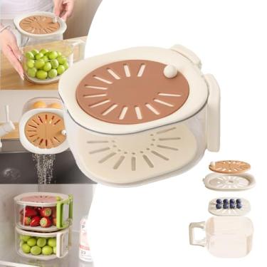 Imagem de Cesta de drenagem e preservação 2 em 1, nova tigela multifuncional de lavagem de frutas e vegetais 2025 com filtro e alça, adequada para lavar frutas e vegetais (1 peça)