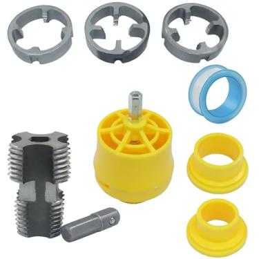 Imagem de LifCratms Kit de rosca de tubo de PVC compatível com furadeira elétrica, ferramenta de rosca de PVC para furadeira elétrica, conjunto de rosqueador de tubos com vários tamanhos de molde, 1/5.1 cm, 3