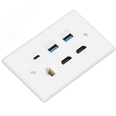 Imagem de aqxreight 6 Placa W Placa 2XHD Interface Multimídia 2XUSB3.0 1XTYPE C 1XCA Ethernet W para o Computador Projetor de TV, CAT 5E, CAT 6 Fios. Port Plateethernet Plateca RJ45 Platecat