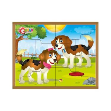 Imagem de Carlu Brinquedos - Casal Cachorros Quebra-Cabeça da 10 Peças, 4+ Anos, Multicor, 1245