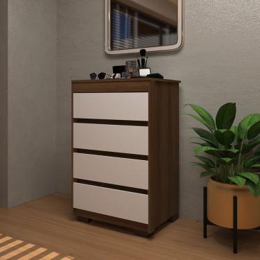 Imagem de Cômoda 4 Gavetas Uni Luciane Móveis Avelã Pf/cinammon Pf