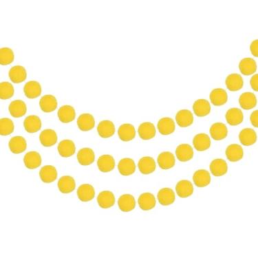 Imagem de PATIKIL 3 peças de guirlanda de pompom, faixa decorativa de 1,8 m com 20 bolas de feltro para Halloween, Ação de Graças, Natal, casamento, aniversário, decoração de quarto, amarelo
