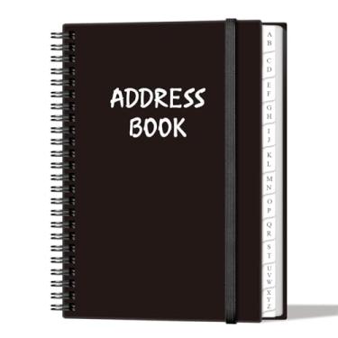Imagem de Agenda de endereços com abas alfabéticas - Telefone A5 e agenda de endereços com contatos de endereço, data especial, telefone, aniversário e senha de login na Internet para casa e escritório, 15,7 cm
