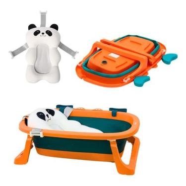 Imagem de Banheira Ofurô Retrátil Dobrável Para Bebê Com Almofada Flutuante Prát