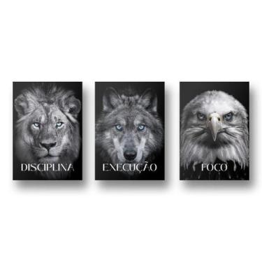 Imagem de Quadro Decorativo Leão Lobo Aguia Disciplina Execução Foco - ocamelo