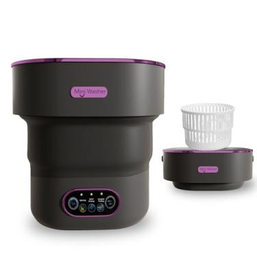 Imagem de LGLRTD Máquina de lavar portátil, pequena lavadora dobrável de 15 L com 3 modos de limpeza para roupas de bebê, roupas íntimas, itens pequenos, mini lavanderia dobrável para viagem, apartamento, casa