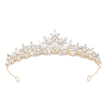 Imagem de Tiaras e coroas de cristal para mulheres, tiara de noiva rainha real para cabeça de princesa para bolo de aniversário, coroa e festa de concurso de formatura, Large, Metal