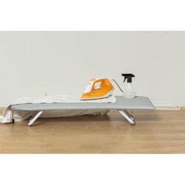 Imagem de Tabua De Passar Roupa Portátil Dobrável Mesa Com Porta Ferro Retrátil