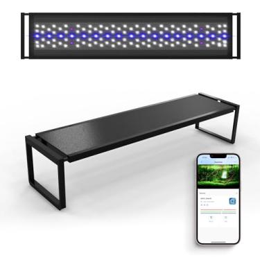 Imagem de FZONE Iluminação LED para aquário com controle de aplicativo, espectro completo para aquários plantados de 78 a 109 cm, temporizador para nascer do sol/pôr do sol, 60 W