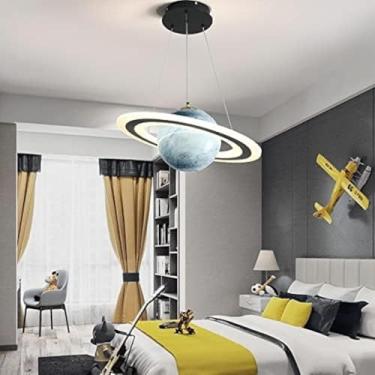Imagem de Luz Pendente Moderna Para Astronautas, Regulável Led Criativo Para Quarto De Crianças, Lustre Pendurado No Planeta, Iluminação De Teto Para Berçário, Quarto De Crianças Led, A Blue