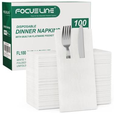 Imagem de Guardanapos descartáveis em forma de pano FOCUSLINE 100 unidades branc