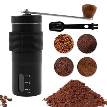 Imagem de Moedor de café manual, com rebarba cônica de aço inoxidável ajustável, sem energia, moedor portátil, eficiência de moagem rápida para escritório, casa, acampamento (Preto)