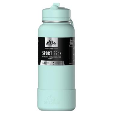 Imagem de Hydrapeak Garrafa de água esportiva isolada de 947 ml com canudo ou tampa de bucha, à prova de vazamento e derramamento, mantém as bebidas frias por 24 horas, quentes por 12 horas, garrafas de água de