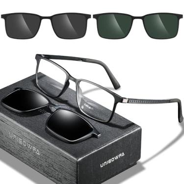 Imagem de UNIEOWFA Óculos de leitura com clipe magnético polarizado masculino com bloqueio de luz azul para óculos de sol 1,5, Moldura preta 1909, All