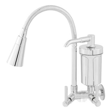 Imagem de Torneira Com Filtro Gourmet Pia Cozinha De Parede Metal Inox - Um Novo