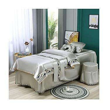 Imagem de Colcha Beauty 4 peças modelo de verão fumigação massagem nos pés saúde corpo xampu e massagem capa de cama de massagem (cinza 70 * 190 cm)