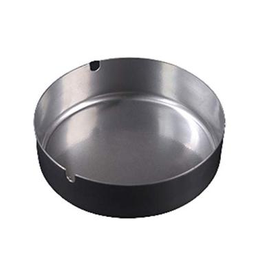 Imagem de Cinzeiros à prova de vento para cigarros, cinzeiro de charuto, bandeja redonda de aço inoxidável, adequado para suporte de cinzas de cigarro para casa, hotel, restaurante, interior, decoração de
