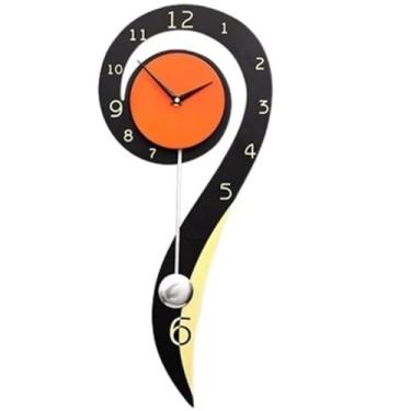 Imagem de XFNVXC Relógio de parede para quarto, relógio de parede criativo, moderno, contemporâneo, de madeira, metal, interior para cozinha, quarto, sala de estar, escritório, relógio de parede para sala de