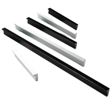 Imagem de CXYFQUUK Puxadores de armário de cozinha pretos prateados armários armários puxadores de alumínio puxadores de gaveta puxadores de móveis armário ferragens de guarda-roupa 2 peças (206-64 mm prata)