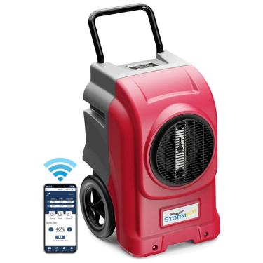 Imagem de Desumidificador Industrial de 127 Litros para Ambientes Amplos com Bomba e Mangueira de Drenagem, AlorAir, Vermelho