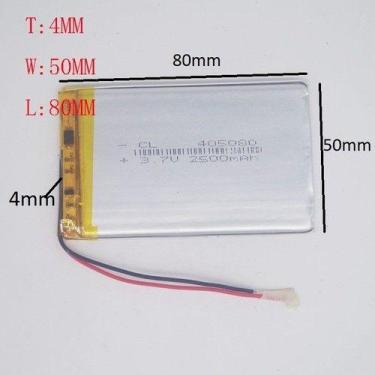 Imagem de Bateria 3,7v  4mm X 50mm X 80mm Com 2500 Mah  2 Fios 405080 - bgb