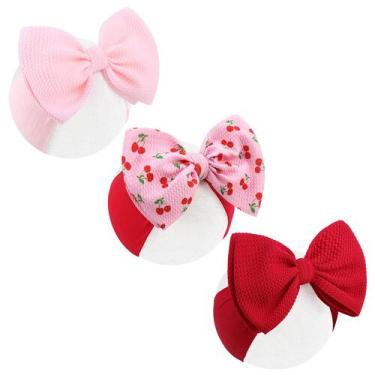 Imagem de Faixa de cabelo Lanmerry, 3 peças, laços Baby Pink Cherry de 15 cm