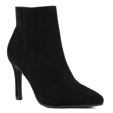 Imagem de Sugar Botas femininas de salto alto com bico fino – Botas estilosas estilosas para mulheres, fecho de zíper - Vecna, Micro camurça preta, 38