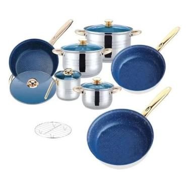 Imagem de Jogo De Panelas 13 Pçs Dusseldorf Azul Envio Imediato - Nakasaki