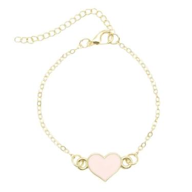 Imagem de Pulseiras de coração para mulheres, moderno, simples, charmoso, coração, pulseira delicada, pulseira de elos dourados, joias presentes para mulheres, One Size, Metal, Sem Pedra Preciosa