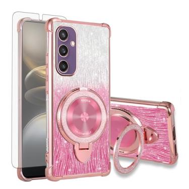 Imagem de Asuwish Capa de celular para Samsung Galaxy S25 5G capa magnética com protetor de tela de vidro temperado e glitter brilhante à prova de choque anel rígido suporte rígido acessórios S 25 25S SM-S931U