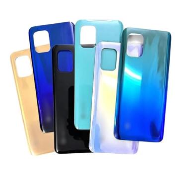 Imagem de SHOWGOOD Capa traseira de bateria para Xiaomi Mi10 Mi 10 Lite 5G Tampa traseira da porta traseira Capa adesiva para reposição de peças de reparo (branca)