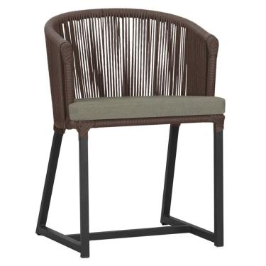 Imagem de Cadeira De Jantar Noronha Alumínio Preta E8 Trama  Marrom