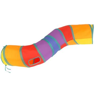 Imagem de Brinquedo túnel dobrável formato S para gatos interativo colorido em náilon resistente ideal para brincadeiras e enriquecimento ambiental