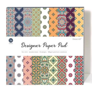 Imagem de Desecraft Mandala 12 x 12 polegadas bloco de papel dupla face scrapbook papel decorativo cartolina - 36 folhas de 240 gsm premium grosso - para planejador de cartões origami decopage decorativo para embrulho de presente