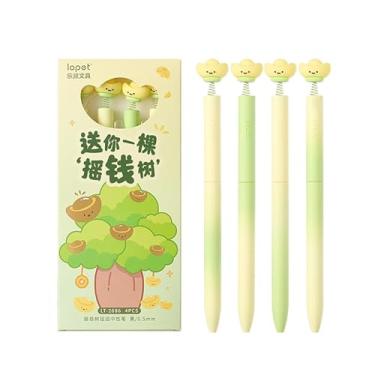 Imagem de lopet 4 canetas 3D Lucky Coin Twist Gel Ink retráteis 0,5 mm ST Nib tinta preta escrita suave secagem rápida estudantes escola escritório artigos de papelaria para meninas, meninos, mulheres