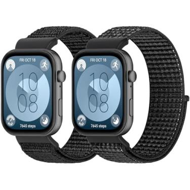 Imagem de WNIPH Pulseiras de relógio de nylon compatíveis com Huawei Watch Fit 4/Fit 4 Pro/Fit 3, pacote com 2 pulseiras esportivas macias ajustáveis para Huawei Watch Fit 4/4 Pro/3 feminino e masculino