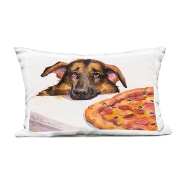 Imagem de Stupell Industries Pastor alemão com almofada impressa ao ar livre de pizza, design por George Dyachenko