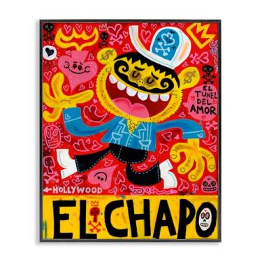 Imagem de Stupell Industries Arte giclée emoldurada em preto com desenho caprichoso El Chapo, design de Jorge R. Gutierrez, 76 x 61 cm