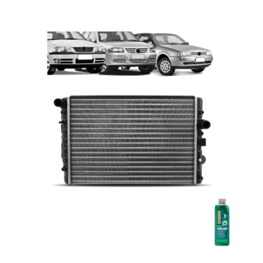 Imagem de Kit Radiador VW Gol 1.0 8/16V GI GII GIII 95/08 S/AR + Aditivo Radiador Radiex R1882 Verde