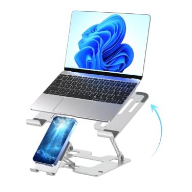 Imagem de Suporte de laptop ajustável para laptop dobrável para mesa (branco)
