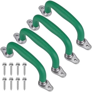 Imagem de SELEWARE Alças de segurança de parquinho verde, alças antiderrapantes para playground infantil, conjunto de brinquedo durável para ambientes internos e externos para casa de brinquedo, casa na árvore