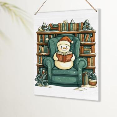 Imagem de Placa de decoração de livro de boneco de neve de inverno engraçada, decoração de Natal, presentes para mulheres, homens, inverno, parede, porta, decoração para casa, escritório, cozinha, banheiro